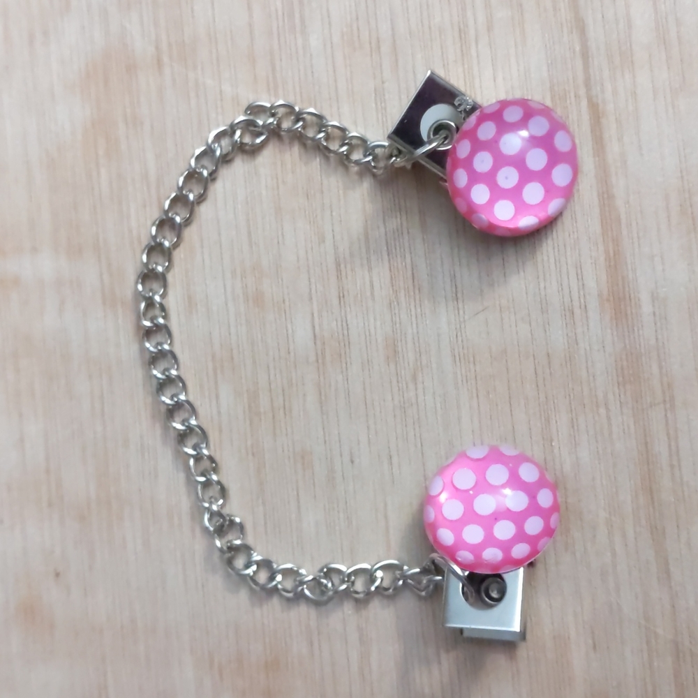 Sweater Shawl Scarf Clip Pink Polka Dots